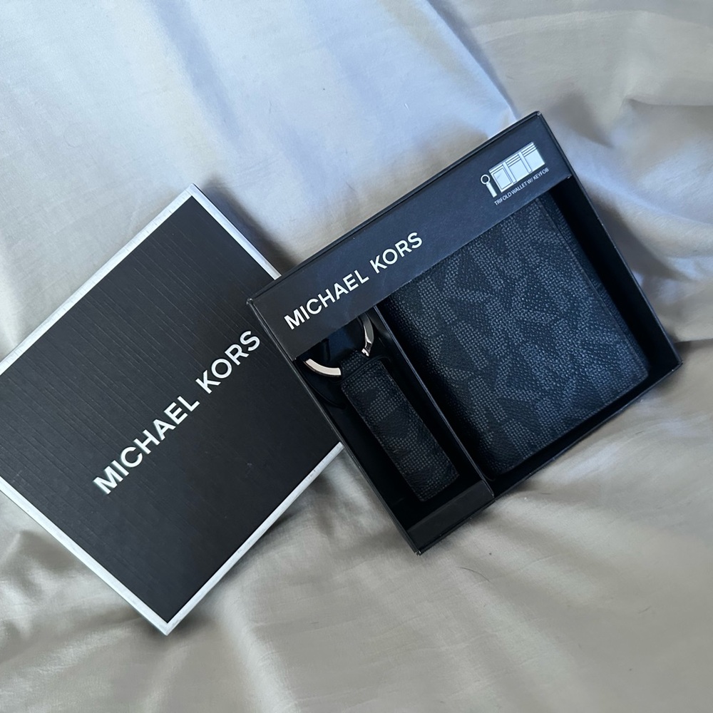 Michael Kors Dark Gray Key and Card Holder Set